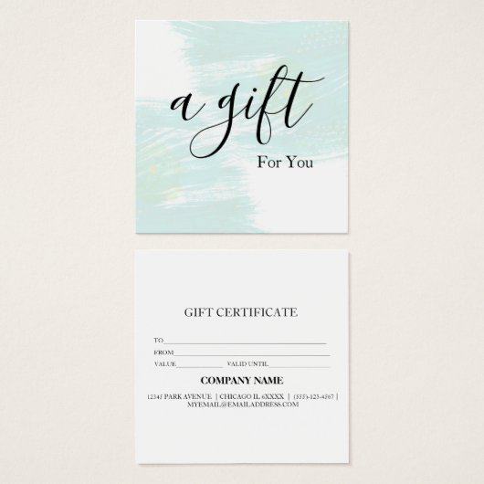 Eenvoudig en modern bedrijfscadeaubon vierkante visitekaartjes (Voorkant /achterkant)
