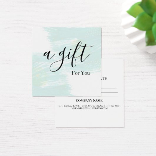 Eenvoudig en modern bedrijfscadeaubon vierkante visitekaartjes (Bureau)