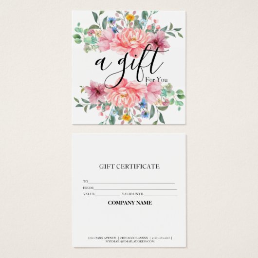 Eenvoudig en modern bedrijfscadeaubon vierkante visitekaartjes (Voorkant /achterkant)