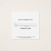 Eenvoudig en modern bedrijfscadeaubon vierkante visitekaartjes (Achterkant)