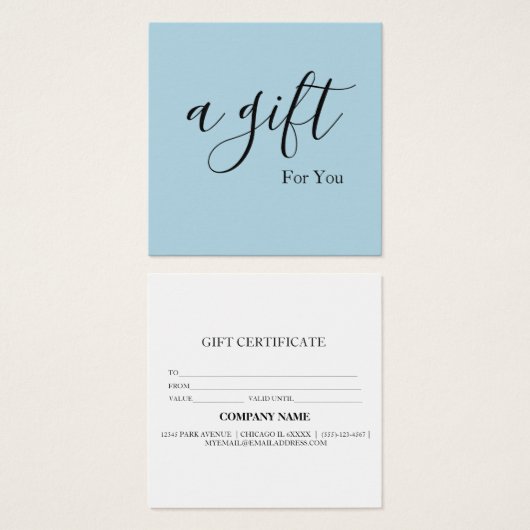 Eenvoudig en modern bedrijfscadeaubon vierkante visitekaartjes (Voorkant /achterkant)