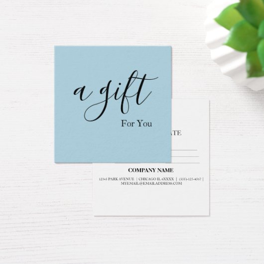 Eenvoudig en modern bedrijfscadeaubon vierkante visitekaartjes (Bureau)