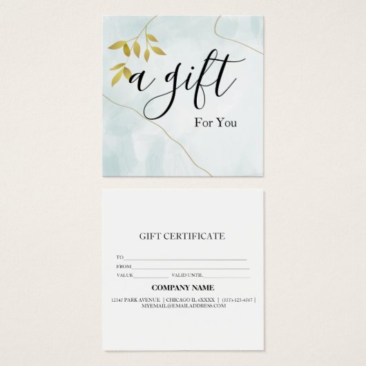 Eenvoudig en modern bedrijfscadeaubon vierkante visitekaartjes (Voorkant /achterkant)