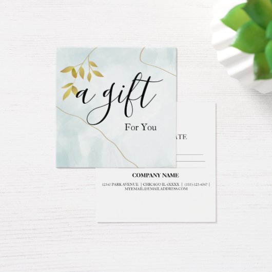 Eenvoudig en modern bedrijfscadeaubon vierkante visitekaartjes (Bureau)