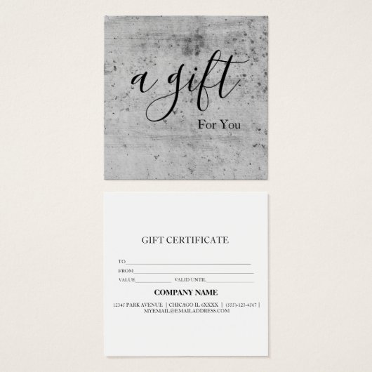 Eenvoudig en modern bedrijfscadeaubon vierkante visitekaartjes (Voorkant /achterkant)