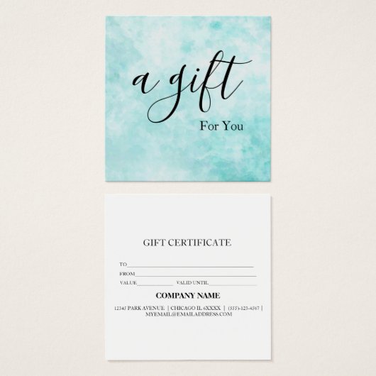 Eenvoudig en modern bedrijfscadeaubon vierkante visitekaartjes (Voorkant /achterkant)