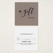 Eenvoudig en modern bedrijfscadeaubon vierkante visitekaartjes (Voorkant /achterkant)