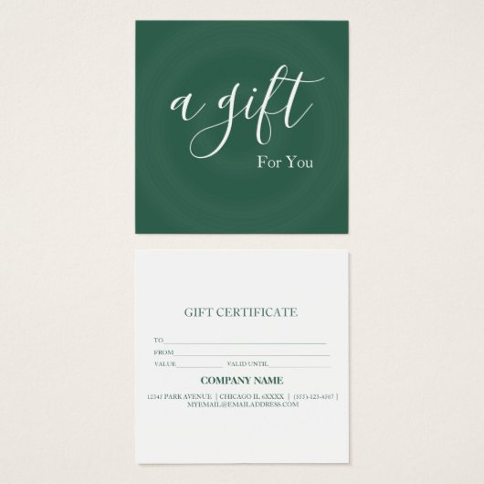 Eenvoudig en modern bedrijfscadeaubon vierkante visitekaartjes (Voorkant /achterkant)