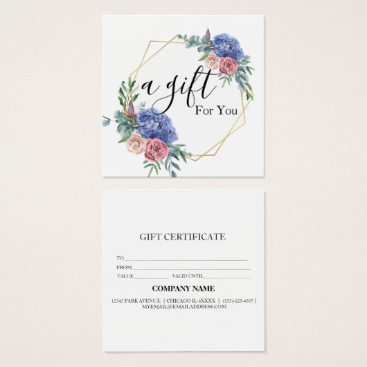 Eenvoudig en modern bedrijfscadeaubon vierkante visitekaartjes (Voorkant /achterkant)