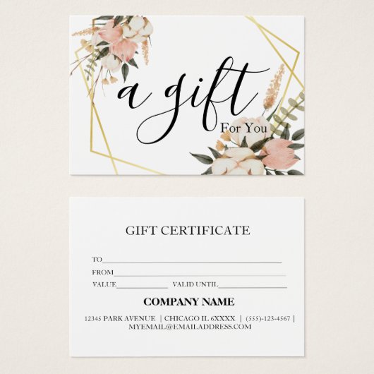 Eenvoudig en modern bedrijfscadeaubon visitekaartje (Voorkant /achterkant)