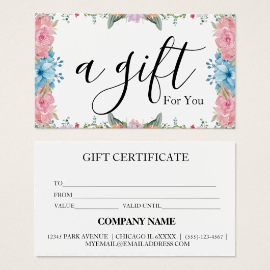 Eenvoudig en modern bedrijfscadeaubon visitekaartje (Voorkant /achterkant)