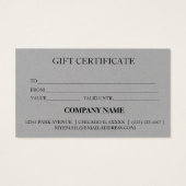 Eenvoudig en modern bedrijfscadeaubon visitekaartje (Achterkant)