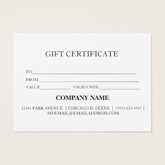 Eenvoudig en modern bedrijfscadeaubon visitekaartje (Achterkant)