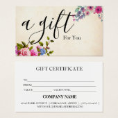 Eenvoudig en modern bedrijfscadeaubon visitekaartje (Voorkant /achterkant)