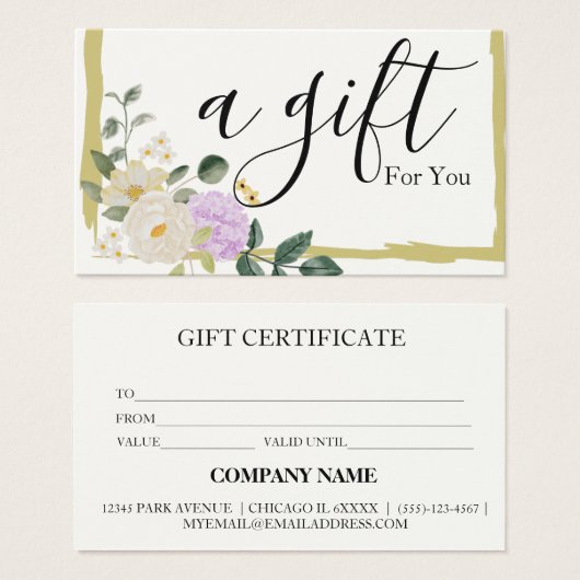 Eenvoudig en modern bedrijfscadeaubon visitekaartje (Voorkant /achterkant)