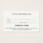 Eenvoudig en modern bedrijfscadeaubon visitekaartje (Achterkant)