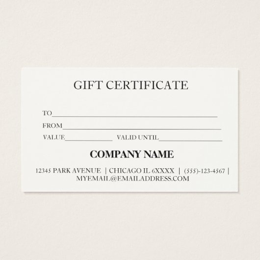 Eenvoudig en modern bedrijfscadeaubon visitekaartje (Achterkant)