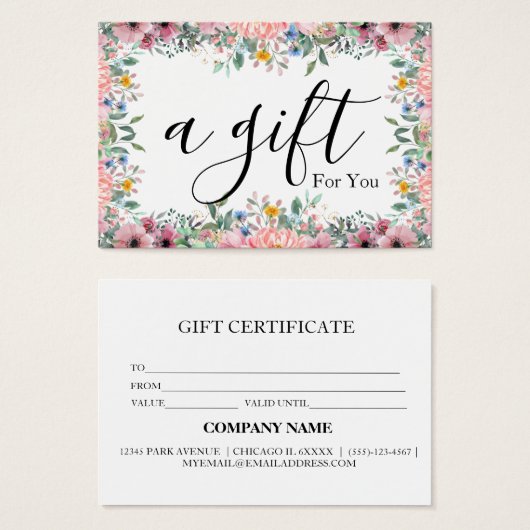 Eenvoudig en modern bedrijfscadeaubon visitekaartje (Voorkant /achterkant)