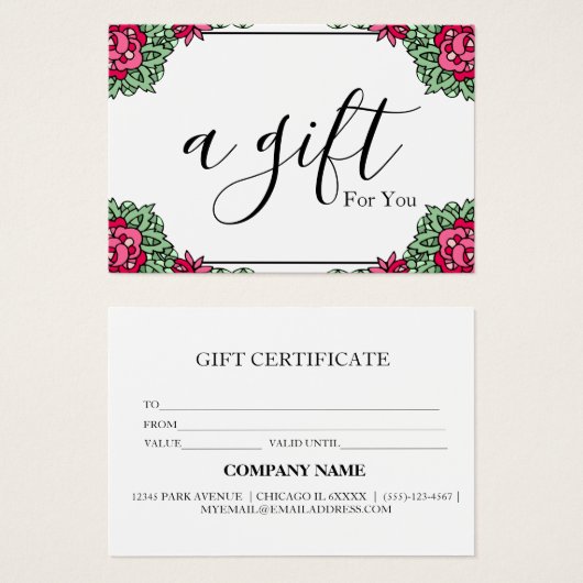 Eenvoudig en modern bedrijfscadeaubon visitekaartje (Voorkant /achterkant)