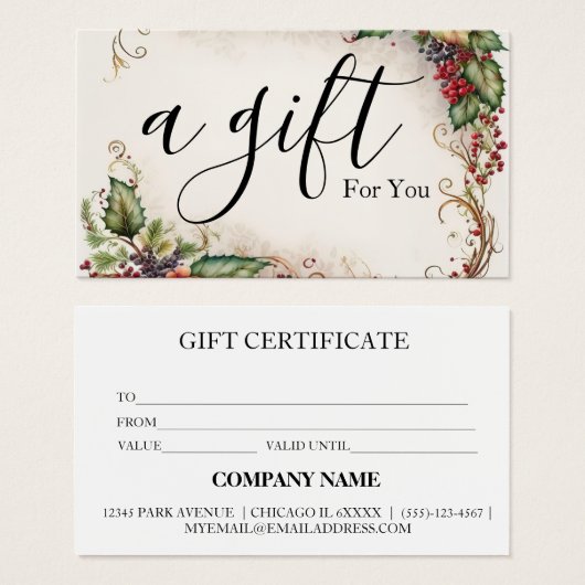 Eenvoudig en modern bedrijfscadeaubon visitekaartje (Voorkant /achterkant)