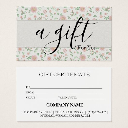 Eenvoudig en modern bedrijfscadeaubon visitekaartje (Voorkant /achterkant)