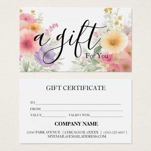 Eenvoudig en modern bedrijfscadeaubon visitekaartje (Voorkant /achterkant)