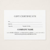 Eenvoudig en modern bedrijfscadeaubon visitekaartje (Achterkant)