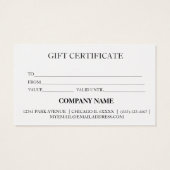 Eenvoudig en modern bedrijfscadeaubon visitekaartje (Achterkant)