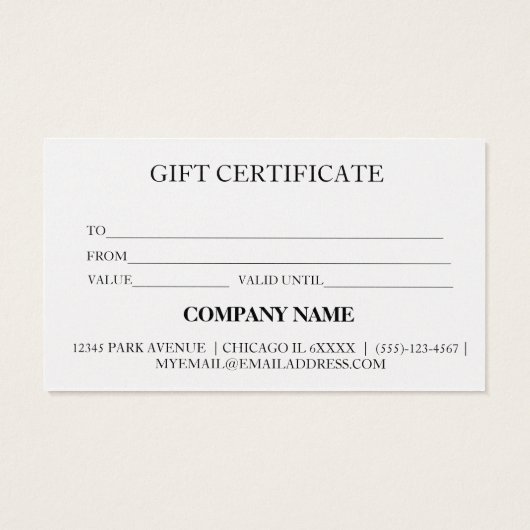 Eenvoudig en modern bedrijfscadeaubon visitekaartje (Achterkant)