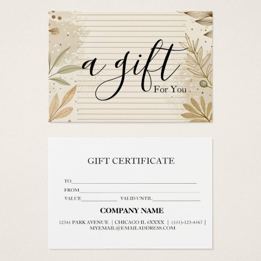 Eenvoudig en modern bedrijfscadeaubon visitekaartje (Voorkant /achterkant)