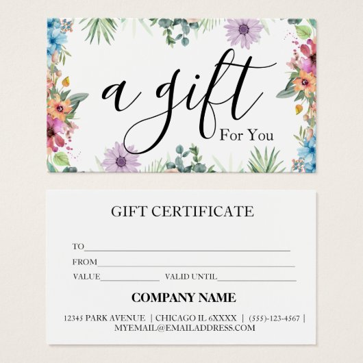 Eenvoudig en modern bedrijfscadeaubon visitekaartje (Voorkant /achterkant)