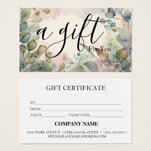 Eenvoudig en modern bedrijfscadeaubon visitekaartje (Voorkant /achterkant)