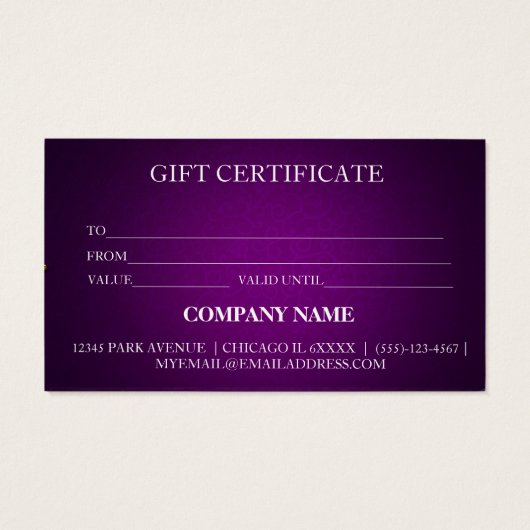 Eenvoudig en modern bedrijfscadeaubon visitekaartje (Achterkant)