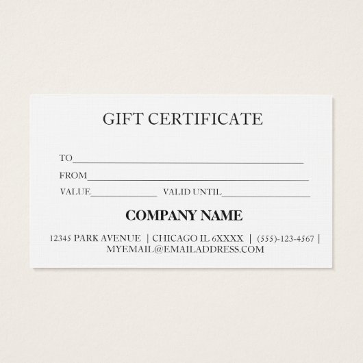 Eenvoudig en modern bedrijfscadeaubon visitekaartje (Achterkant)