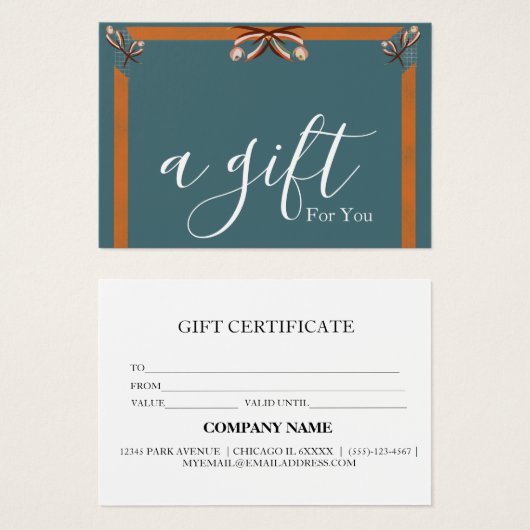 Eenvoudig en modern bedrijfscadeaubon visitekaartje (Voorkant /achterkant)