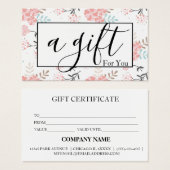 Eenvoudig en modern bedrijfscadeaubon visitekaartje (Voorkant /achterkant)