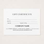 Eenvoudig en modern bedrijfscadeaubon visitekaartje (Achterkant)