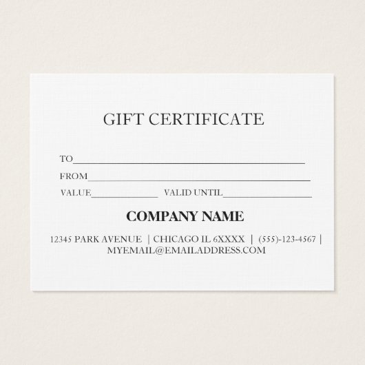 Eenvoudig en modern bedrijfscadeaubon visitekaartje (Achterkant)