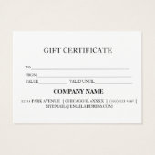 Eenvoudig en modern bedrijfscadeaubon visitekaartje (Achterkant)