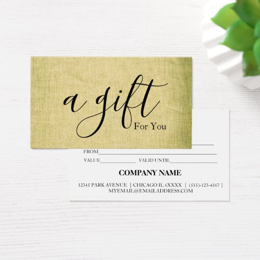 Eenvoudig en modern bedrijfscadeaubon visitekaartje (Bureau)