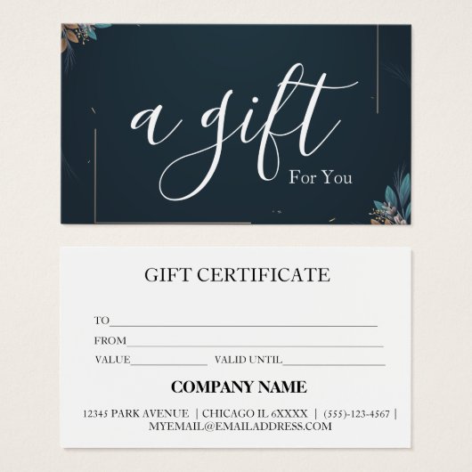 Eenvoudig en modern bedrijfscadeaubon visitekaartje (Voorkant /achterkant)
