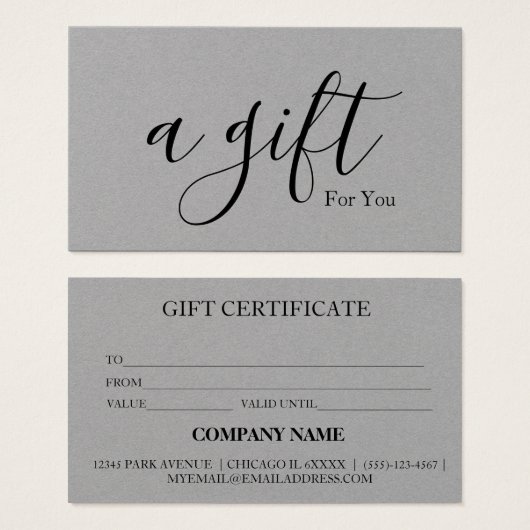 Eenvoudig en modern bedrijfscadeaubon visitekaartje (Voorkant /achterkant)