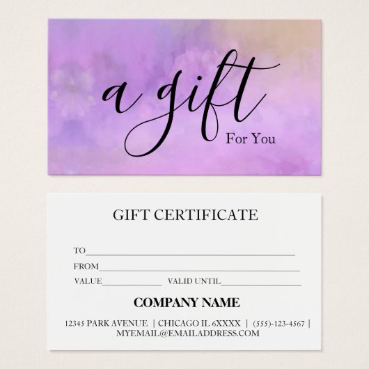 Eenvoudig en modern bedrijfscadeaubon visitekaartje (Voorkant /achterkant)