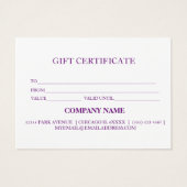 Eenvoudig en modern bedrijfscadeaubon visitekaartje (Achterkant)