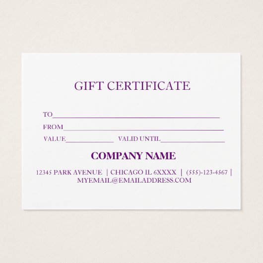 Eenvoudig en modern bedrijfscadeaubon visitekaartje (Achterkant)