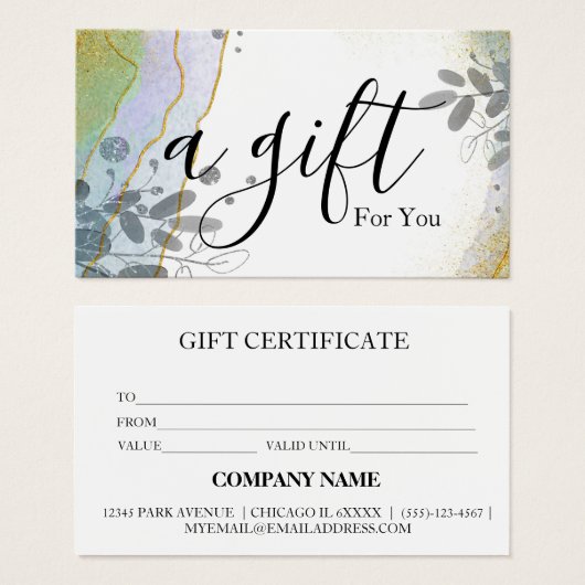 Eenvoudig en modern bedrijfscadeaubon visitekaartje (Voorkant /achterkant)