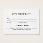 Eenvoudig en modern bedrijfscadeaubon visitekaartje (Achterkant)