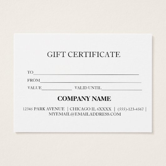 Eenvoudig en modern bedrijfscadeaubon visitekaartje (Achterkant)