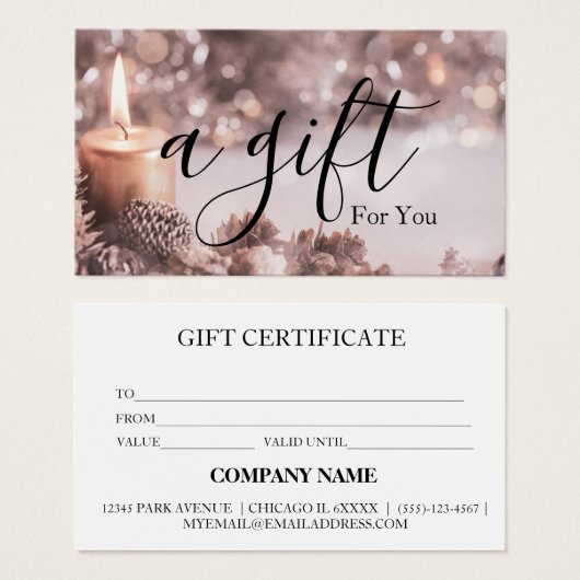 Eenvoudig en modern bedrijfscadeaubon visitekaartje (Voorkant /achterkant)