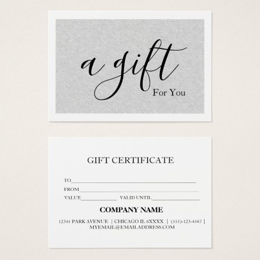 Eenvoudig en modern bedrijfscadeaubon visitekaartje (Voorkant /achterkant)